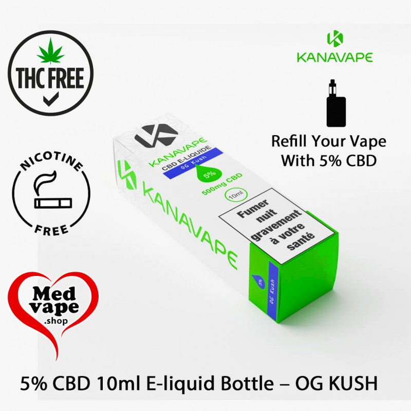 KANAVAPE CBD 10ml e-liquid Bottle – ​OG Kush (5%) MEDVAPE